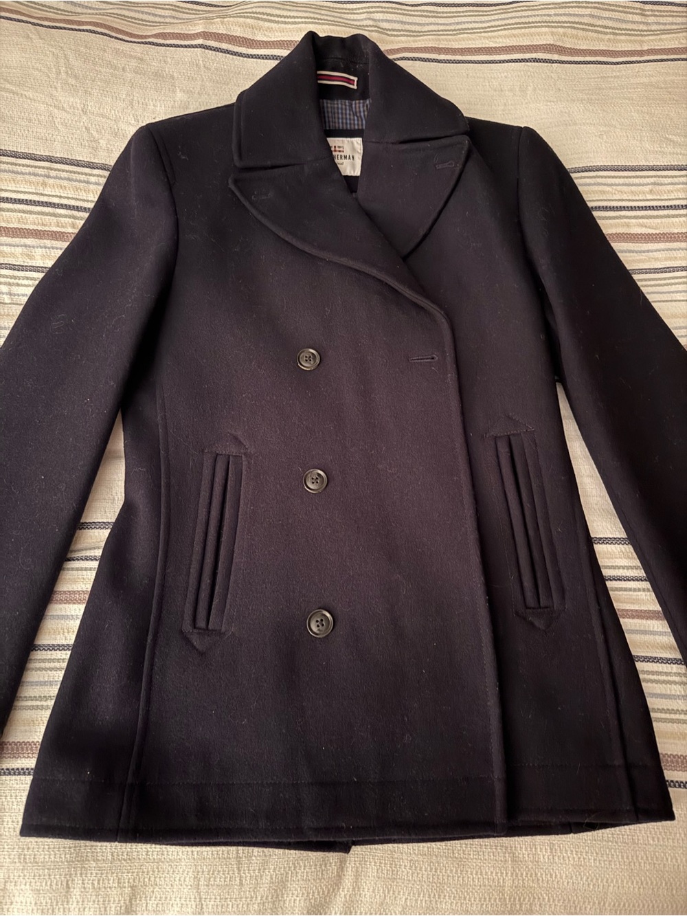 Ben Sherman Navy Blue Wool Blend Double Breasted Peacoat XS